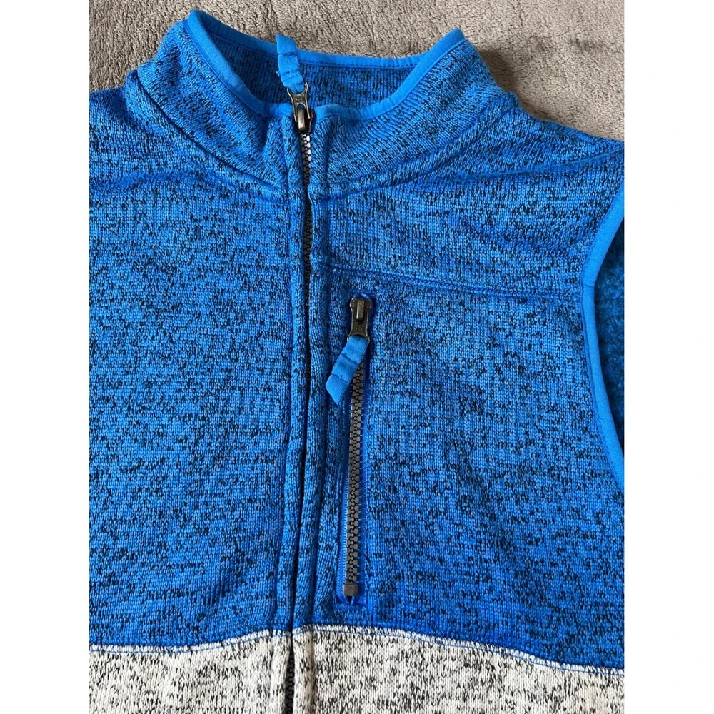 Cat & Jack Boys Blue Gray Colorblock Sweater Fleece Vest Full Zip Size L 12/14
